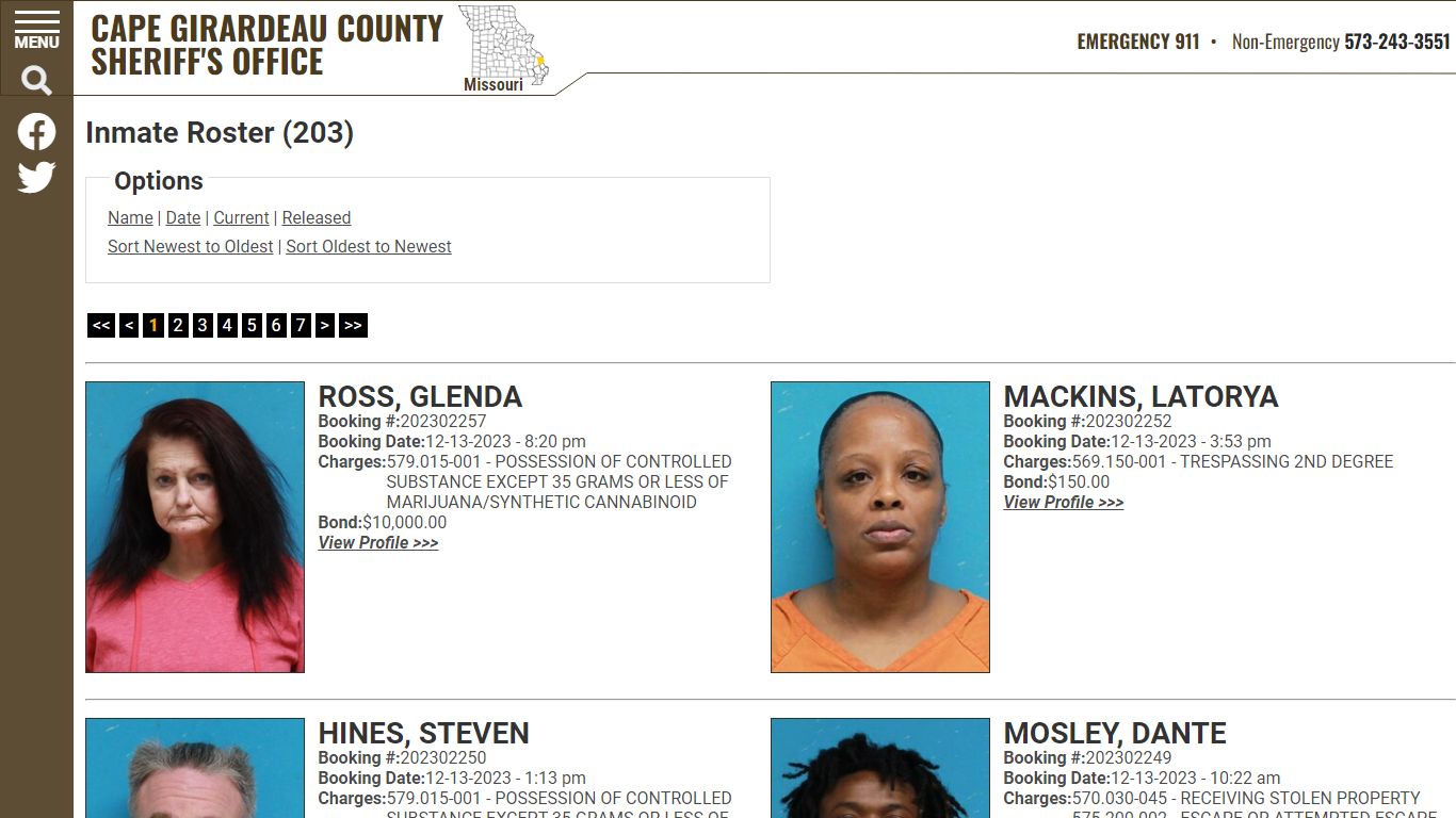 Inmate Roster - Current Inmates Booking Date Descending - Cape ...
